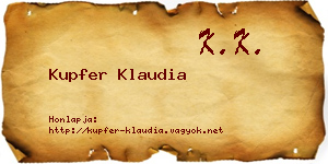 Kupfer Klaudia névjegykártya